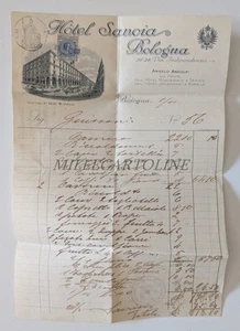 HOTEL SAVOIA BOLOGNA - Carta Intestata con Marca da Bollo Cent 10 1920 - Picture 1 of 2
