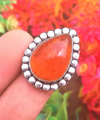 Anel de pedra âmbar báltico folheado a prata esterlina 925 tamanho 8 elegante presente para mulheres - Imagem 1 de 2