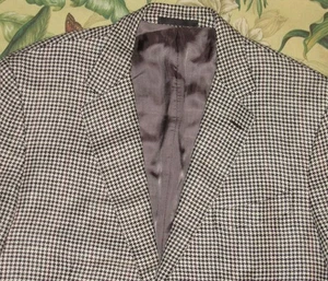 Blazer Abrigo Deportivo Chaqueta CARUSO Negro Blanco Lino Pata de Gallo EE. UU. 44R - Imagen 1 de 6