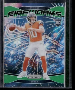 Panini Prizm #23 Bo Nix Fireworks Green Prizm Denver Broncos 2024 - Imagen 1 de 2