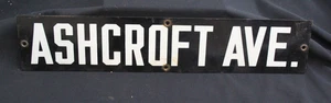 Vintage Street Sign Metal Black "Ashcroft" Ashcroft Ave - Picture 1 of 7