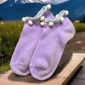 VTG Socks 80s Golf Ladies Acrylic Sport USA Purple 8" Low Cut Balls 70's Ankle - Picture 1 of 5