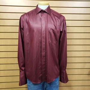 Stacy Adams Red French Cuff Long Sleeve Button Down Shirt Neck Size 16 Pocket - Picture 1 of 7