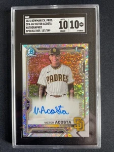 2021 Bowman Chrome SPECKLE Refractor Victor Acosta Auto/299 SGC 10/10 GEM MINT - Picture 1 of 2