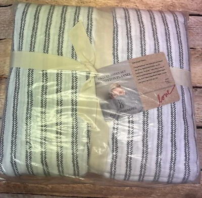 Juego de Sábanas Ellen Degeneres Nuevo en Paquete Algodón Franela Doble XL Negro Blanco ED Foto 1 de 3