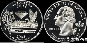 2003 S 90 % plata Arkansas State cuarto camafeo profundo gema prueba  - Imagen 1 de 1