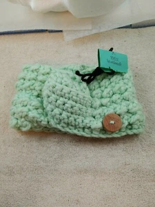 HANDMADE CROCHETED HEADBAND INNER WEAVE INFANT SIZE GREEN - Picture 1 of 4