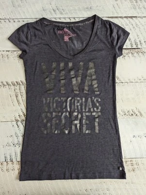 VS Supermodel Essentials Size XS Vtg Charcoal Viva Victoria’s Secret Burnout Tee - Image 1 of 4