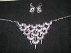 Vintage Sarah Coventry Silver Toned Dangle 17&quot; necklace &amp; Clip drop earings