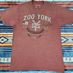 ZOO YORK UNBREAKABLE T SHIRT NYC 1993 Dark Red Stonewash Medium GUC - Picture 1 of 6