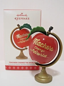 NEW Hallmark Ornament 2017 Teachers Change the World Apple Globe B8 - Picture 1 of 7