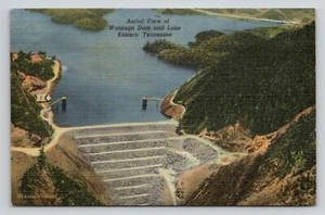 Postkarte Luftaufnahme Watauga Dam und Lake Eastern Tennessee unbesendet Leinen - Bild 1 von 2