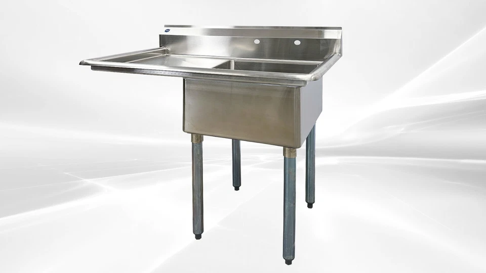 NEW 18" Stainless Steel Sink Left Compartment Commercial Kitchen Restaurant NSF - Image 1 of 4