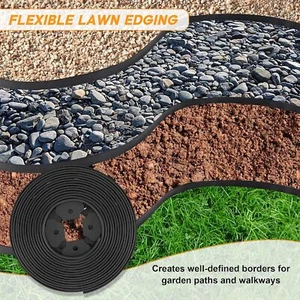 Flexible Lawn Edging Border DIY Bed Border Grass Garden Flower Bed Fence Outdoor - Picture 1 of 23