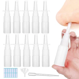 10 botellas de aerosol nasal recargables con pipeta, embudo y etiquetas - 10-50 ml W - Imagen 1 de 26