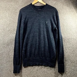 Allsaints Sweater Women's Medium Gray 100% Wool Long Sleeve Crew Neck Pullover - Picture 1 of 10