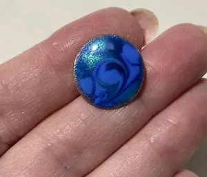 HERREN KRAWATTE TAC MIT VERGOLDETER KETTE -MEHRFARBIG BLAU EMAILLIERT RUNDE SCHEIBE- INGA - Bild 1 von 3