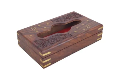 Caja de pañuelos de madera decorativa para oficina en casa soporte organizador de servilletas Foto 1 de 4