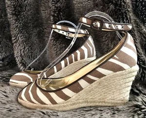 Sandalia J.Crew Animal Estampado Alpargata Correa al tobillo Peep Toe 10 - Imagen 1 de 8