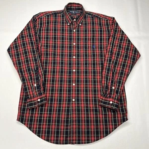 Polo Ralph Lauren Button Down Shirt Mens Medium Red Plaid Blaire Preppy Pocket - Picture 1 of 15