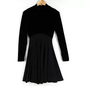 Vestido Cache Vintage Mujer Pequeño Negro Cuello Alto Manga Larga Cintura Imperio Años 90 - Imagen 1 de 8