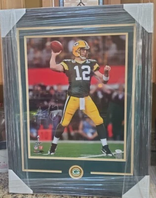 NICE Framed & Matted Autographed Packers Aaron Rodgers 16x20 SB XLV Photo JSA - Image 1 of 4