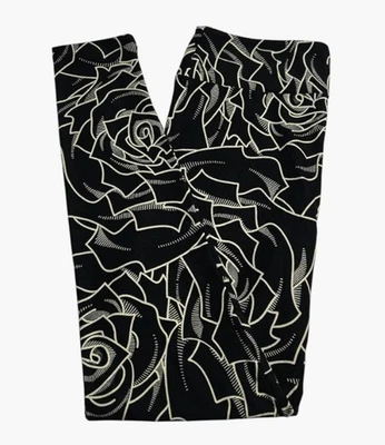 Leggings LuLaRoe OS Talla Única Halloween Floral NEGRO ROSA Audaz Moderno Yoga Cintura Foto 1 de 4