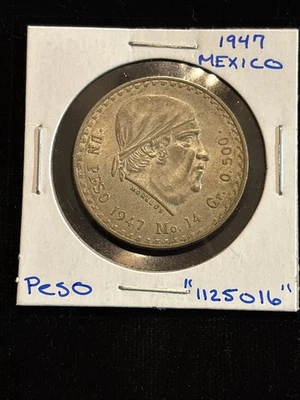1947 México 1 peso prata “1125016” peso único mexicano - Imagem 1 de 4