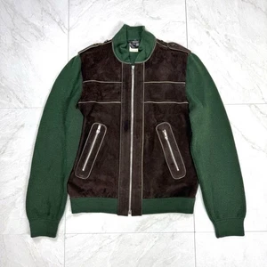 GUCCI sizeL Suede Leather Knit Zip Jacket - Picture 1 of 18