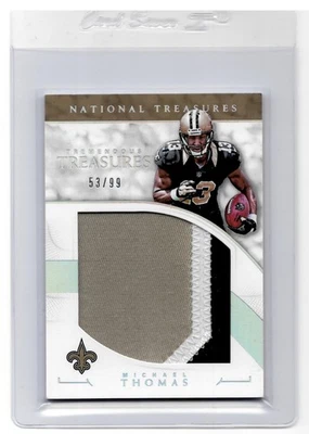 Tarjeta de parche Jumbo #53/99 Michael Thomas Rookie 2016 National Treasures OSU Saints Foto 1 de 2