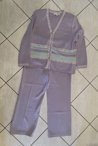 Cardigan e pantaloni vintage collezione St. John by Marie grigio lavanda taglia 16 - Foto 1 di 21
