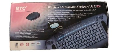 NEW IN OLD BOX BTC WIRELESS WINDOWS KEYBOARD 5113RF WITH RECEIVER RM0-KBRK - Image 1 of 4