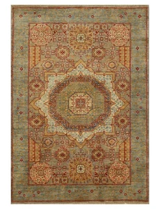 3 x 5 ft Muted Gray Mamluk Afghan Hand Knotted Wool Medallion Area Rug - Picture 1 of 18