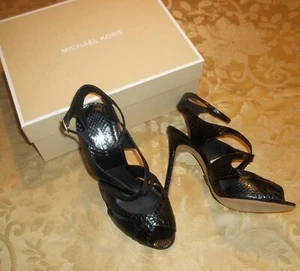 MICHAEL KORS~BLACK Cordelia SANDALS US 7.5 EUR 38 NIB Open Toe Heels Pumps $350 - Picture 1 of 10