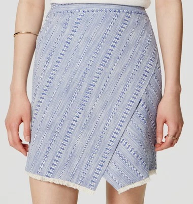 Falda de algodón envolvente de tweed a rayas talla 14 Ann Taylor LOFT NUEVA CON ETIQUETAS Foto 1 de 4