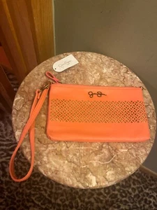 NWT Jessica Simpson Bag Orange Wristlet Coral Gold Alexa - Picture 1 of 7