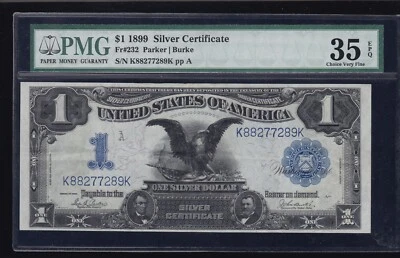 US 1899 $1 Silver Certificate FR 232 Parker/Burke PMG 35 EPQ Ch VF (289) - Image 1 of 2