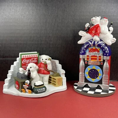 Coca Cola Cavanagh’s Collectibles Disco Night  Juke Box Christmas Polar Bear Cub - Image 1 of 4