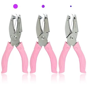 3 Pieces Metal Handheld Paper Punch Single-Hole Tag Punch Set with Plastic Ha... - Picture 1 of 7