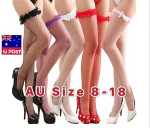 Plus Size 8-18 Woman's Fishnet Over the Knee Floral Frill Lace Leg Stockings - Picture 1 of 59