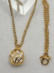 Atemberaubende 80er Jahre Goldperlen im Käfig schöne Kette schöne Vintage Schmuck Halskette  - Bild 1 von 5