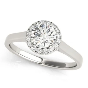 0.90 Ct Round Cut Lab Grown Bridal Beautiful Ring solid 14K White Gold size 7 - Picture 1 of 4