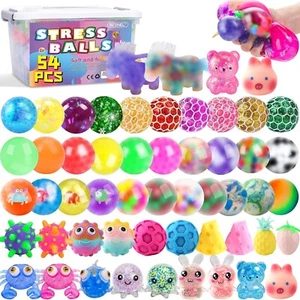 Colorful 54pcs Squishy Stress Balls - Perfect for Stress Relief & Party Favors - Picture 1 of 9