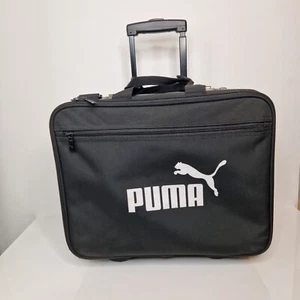 Vintage Puma Small Suitcase Bag Kit Weekend Wheels Black Lock Rolling - Picture 1 of 17