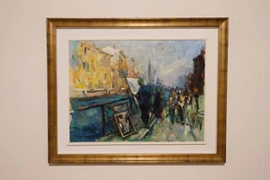 Giuseppe Vismara Navigli Milano olio tela 1991 quadro espressionismo spatolato - Imagen 1 de 24