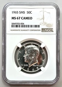 1965 SMS Kennedy Half Dollar NGC MS 67 Cameo - Picture 1 of 9