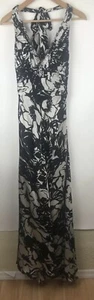 Alberto Makali Women's Size 2 Floral Silk Gown Formal Maxi Beaded Sequins Bling - Picture 1 of 9