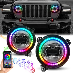 Faros LED RGB Halo 9" para Jeep Wrangler JL JLU Gladiator JT 2018-2022 2023 - Imagen 1 de 10