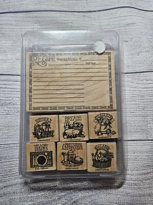 Stampin’ Up! de colección Juego de 7 sellos de madera RECETA FUN - 1996 - con estuche Foto 1 de 4