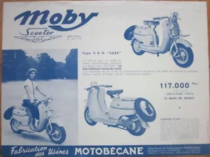 Poster Pubblicitario Moby Scooter/Moto anni '40 - 'Motobecane' - Foto 1 di 2